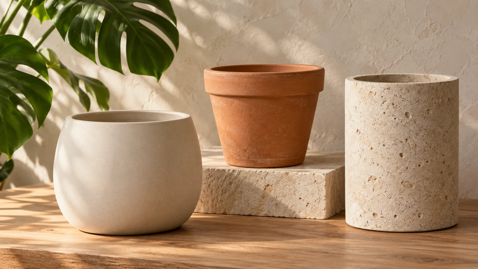 Tactile planters in natural materials